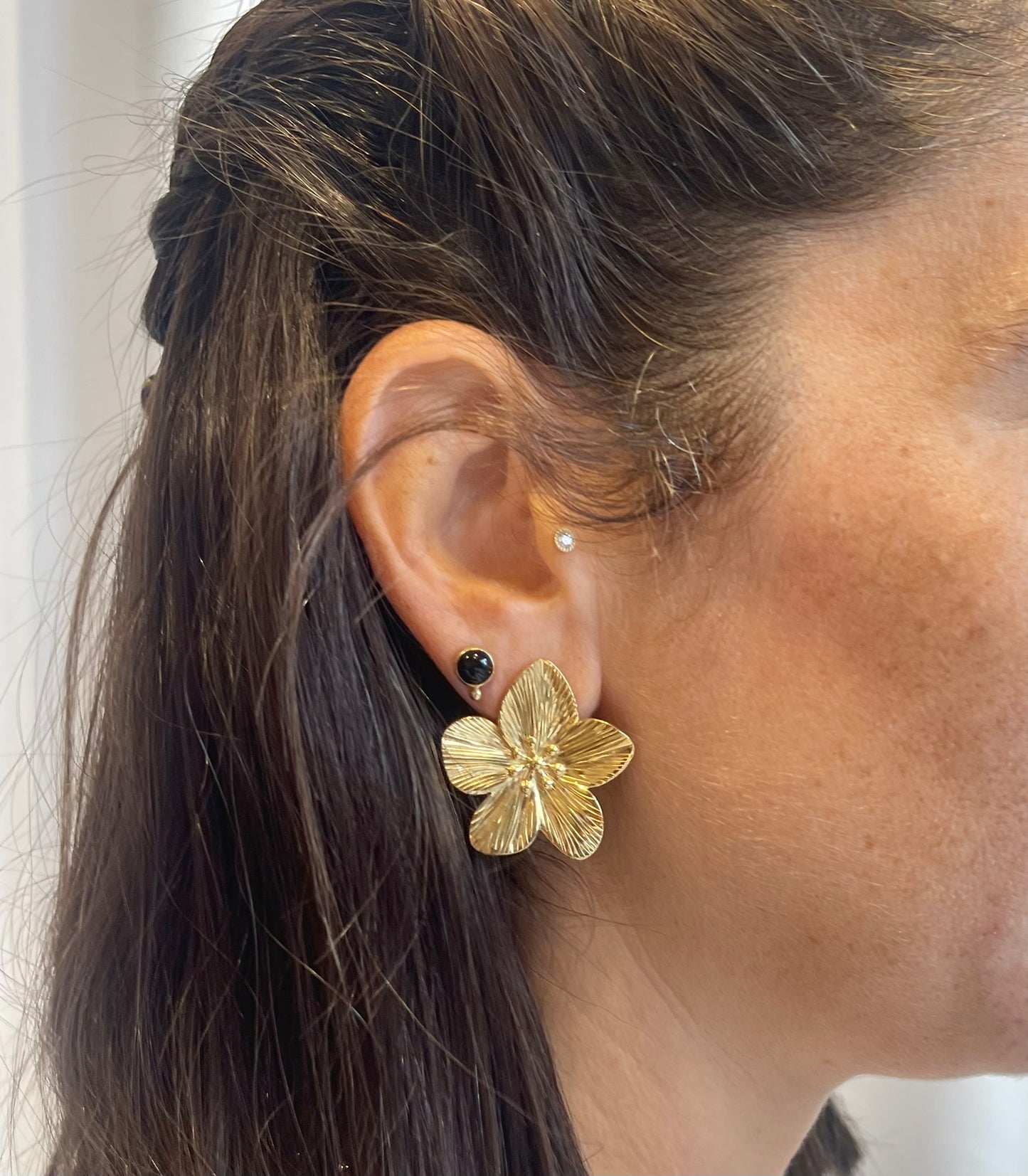 Gold Flower Studs Earrings