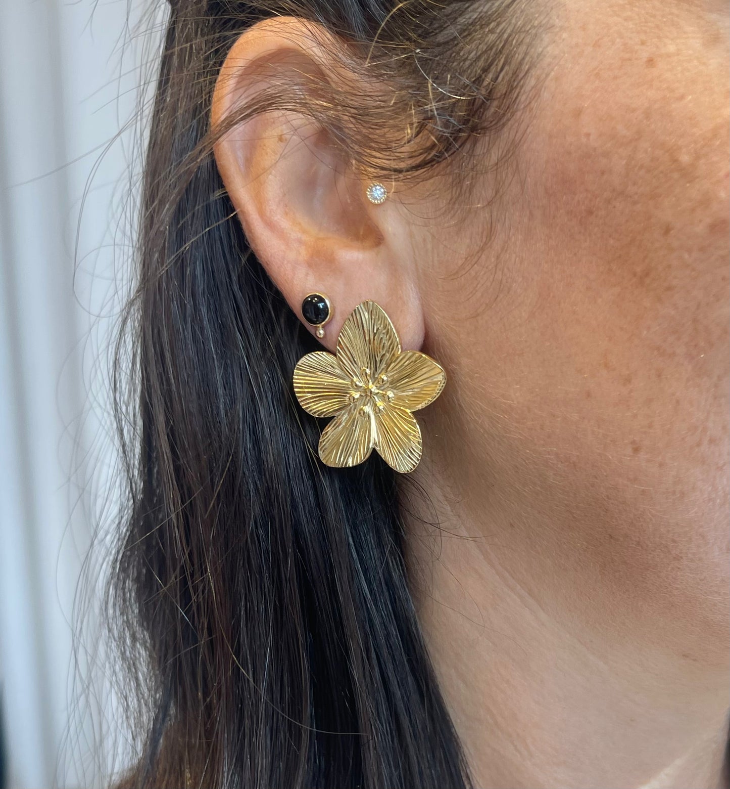 Gold Flower Studs Earrings