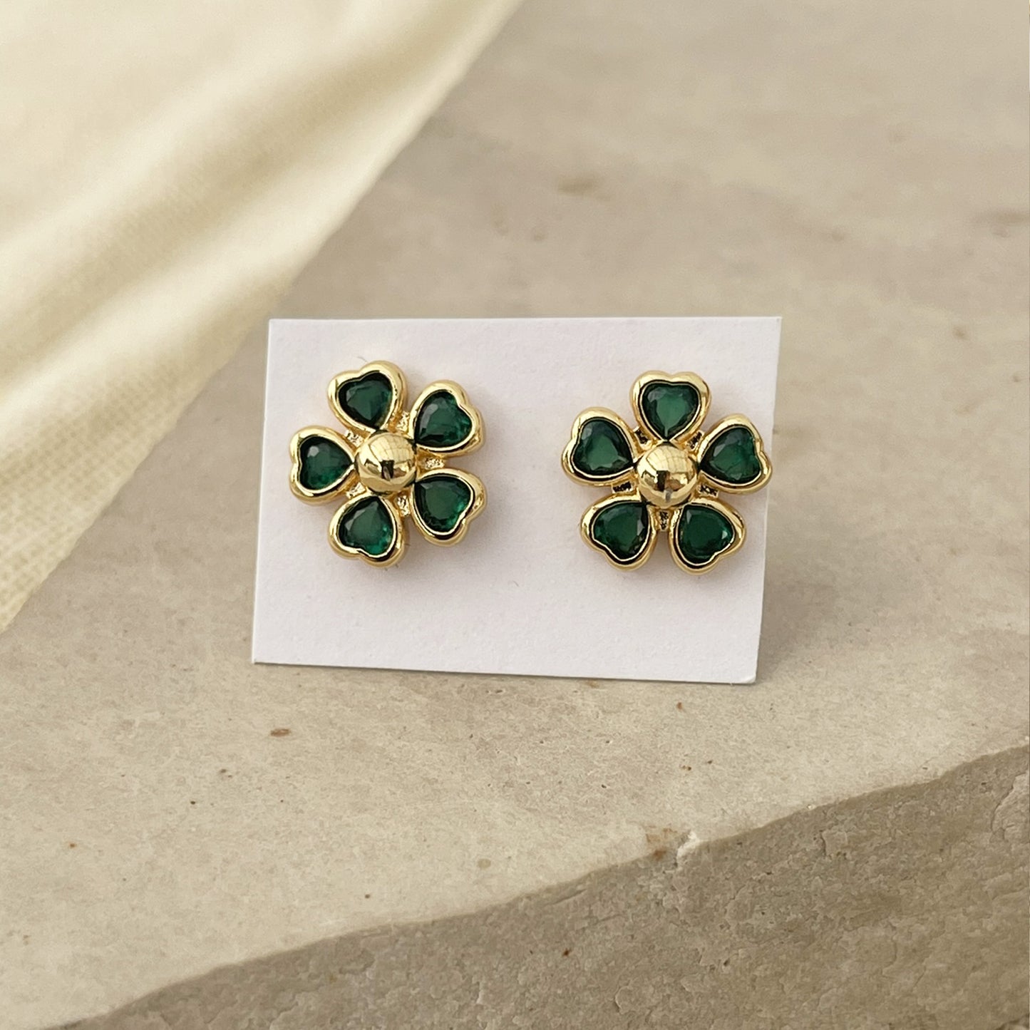 Cubic Zirconia Flower Stud Earrings