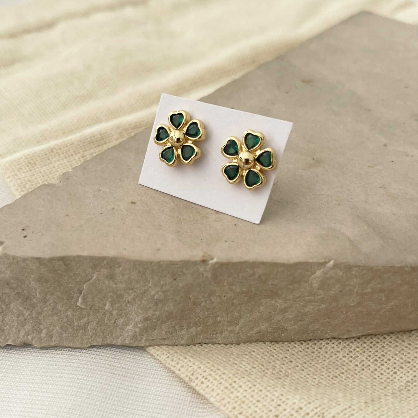 Cubic Zirconia Flower Stud Earrings