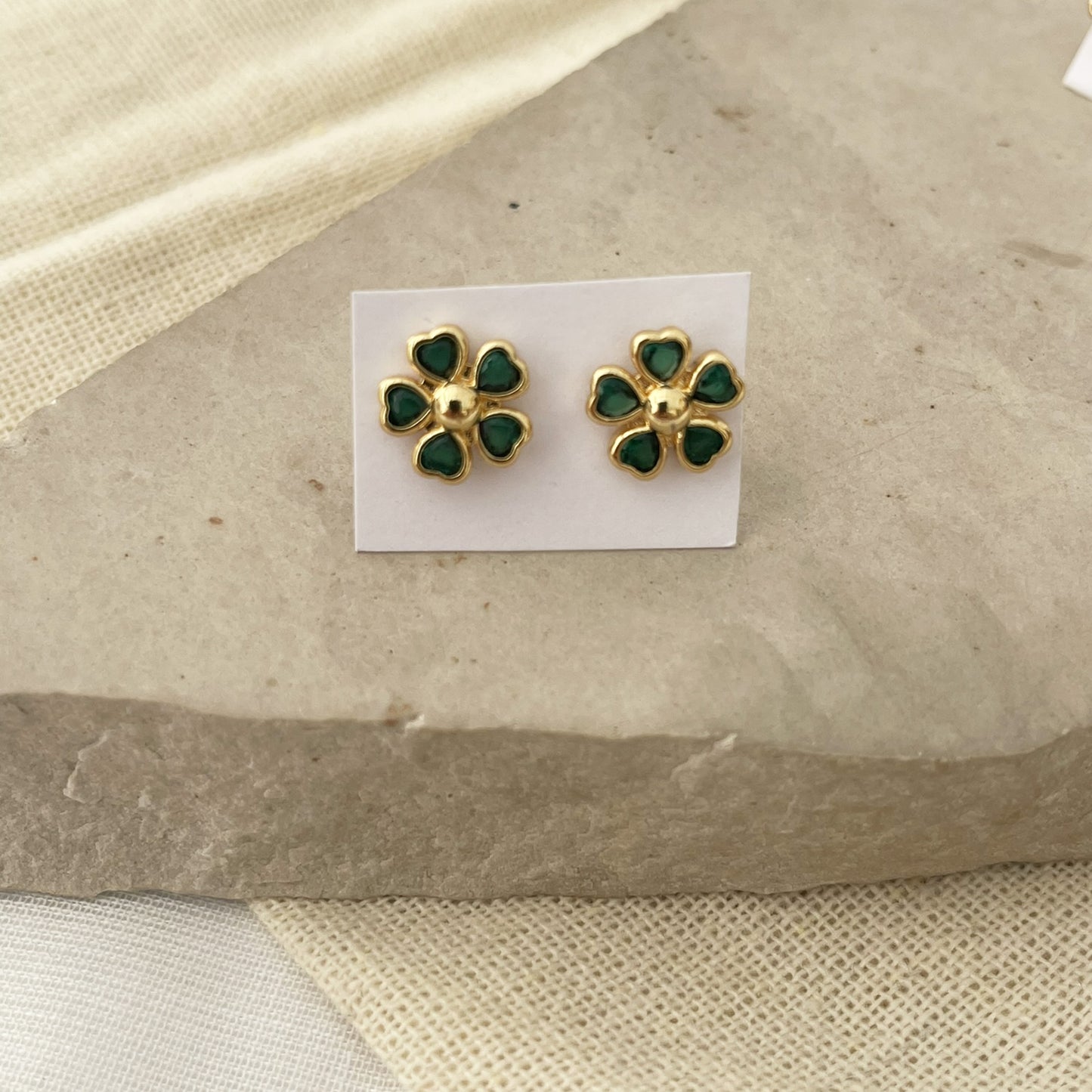 Cubic Zirconia Flower Stud Earrings