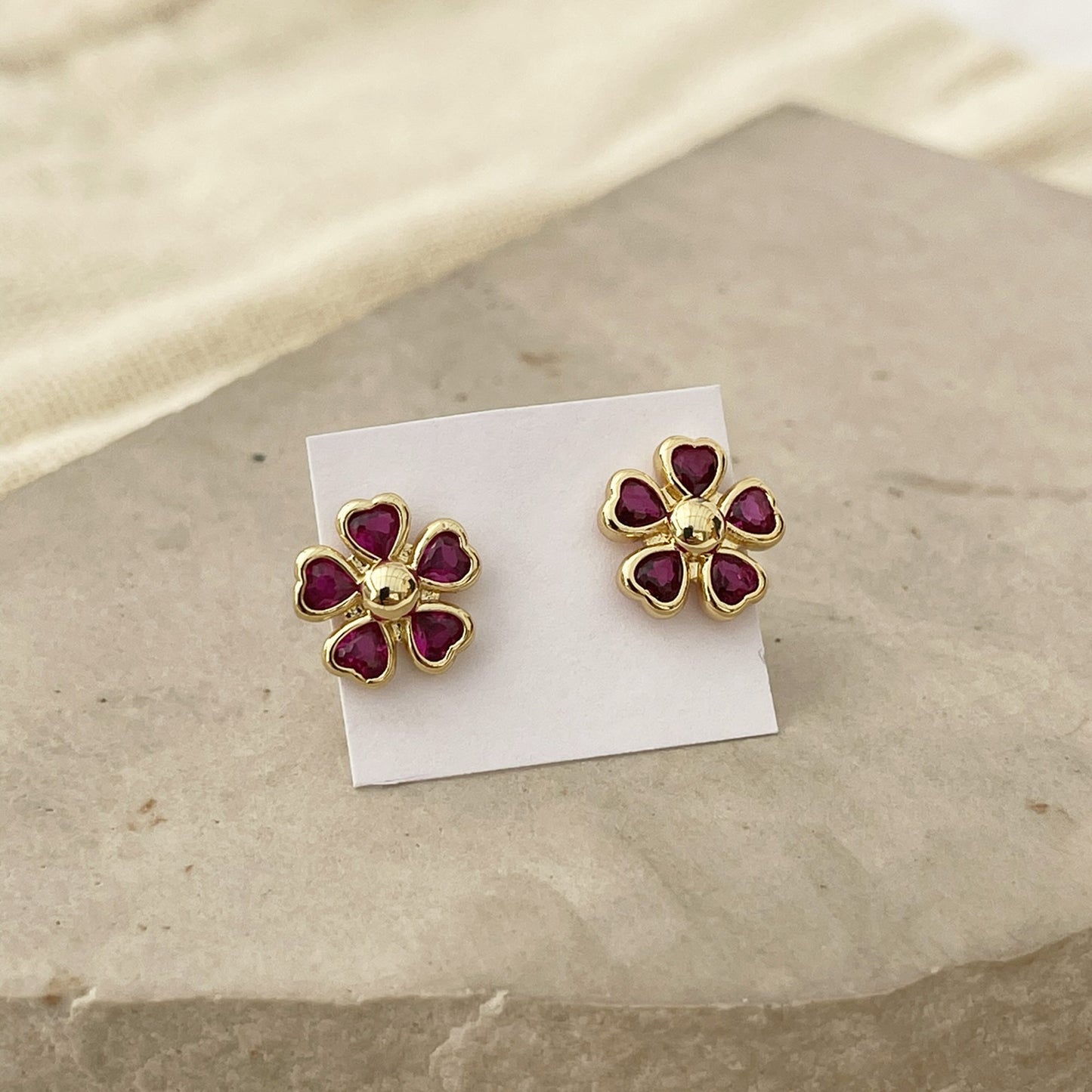 Cubic Zirconia Flower Stud Earrings
