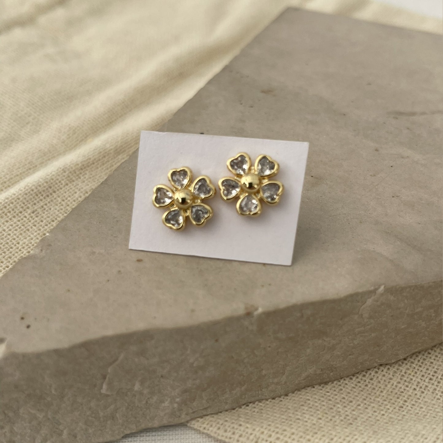Cubic Zirconia Flower Stud Earrings