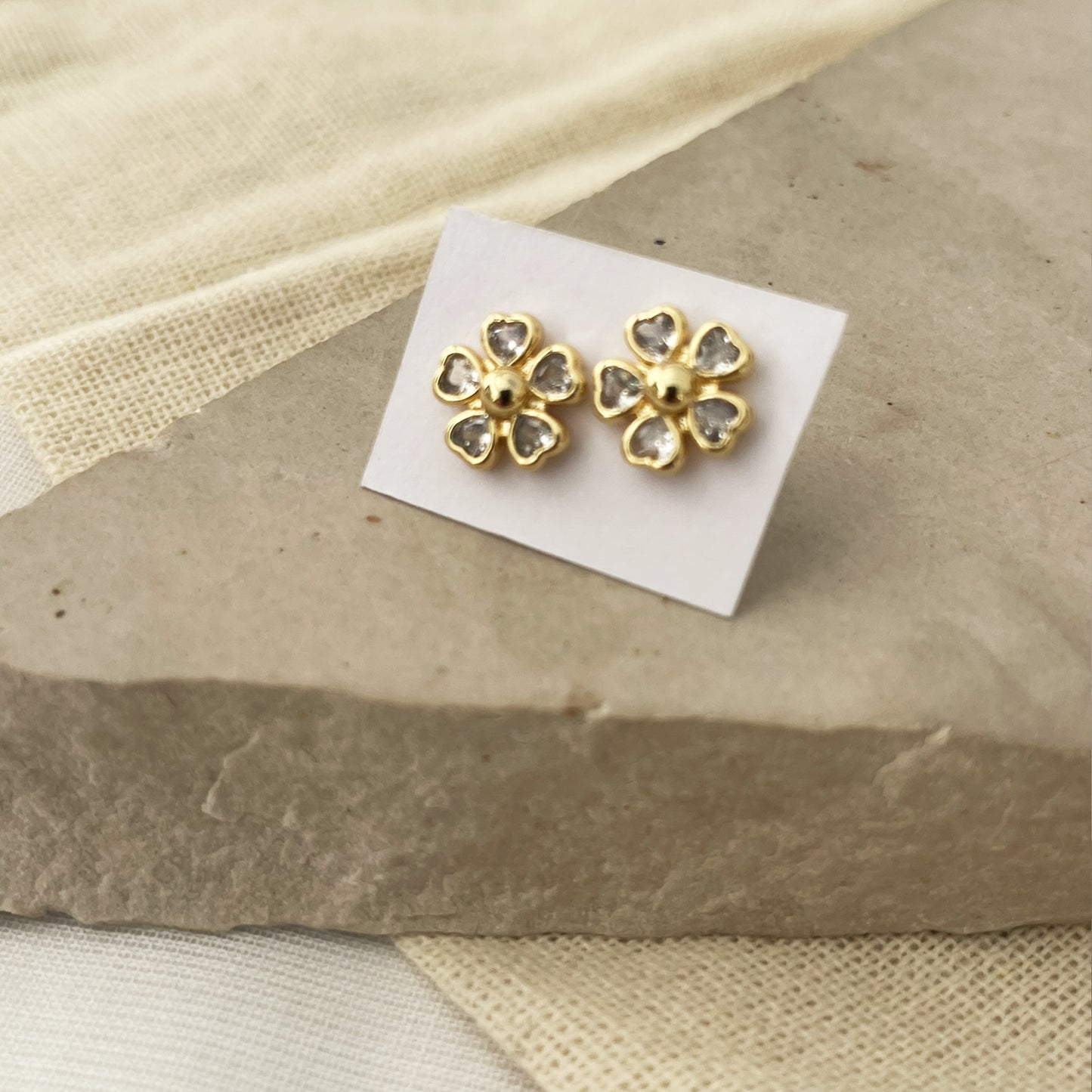 Cubic Zirconia Flower Stud Earrings