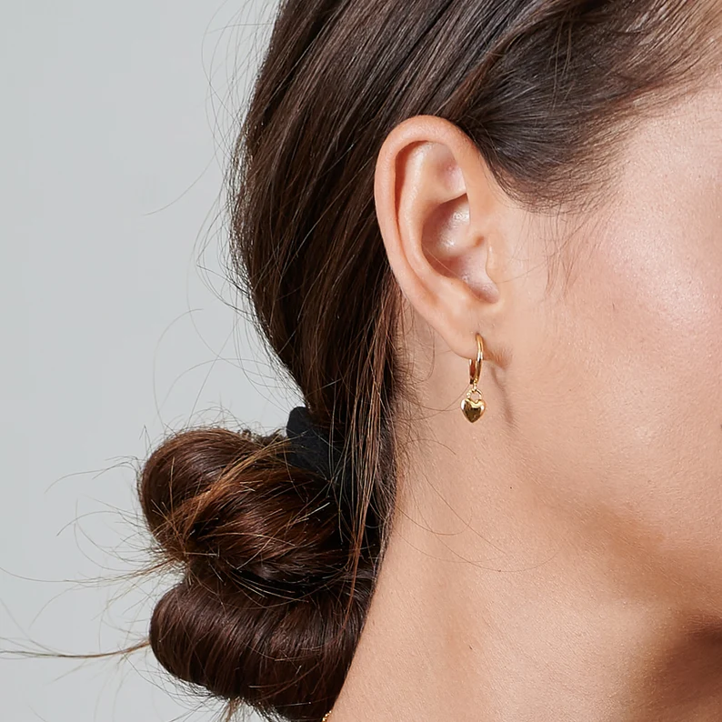Heart Charm Hoop Earrings