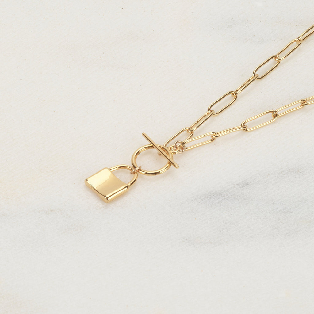 14k Gold Filled Lock Necklace - HLcollection - Handmade Gold and Silver Jewelry