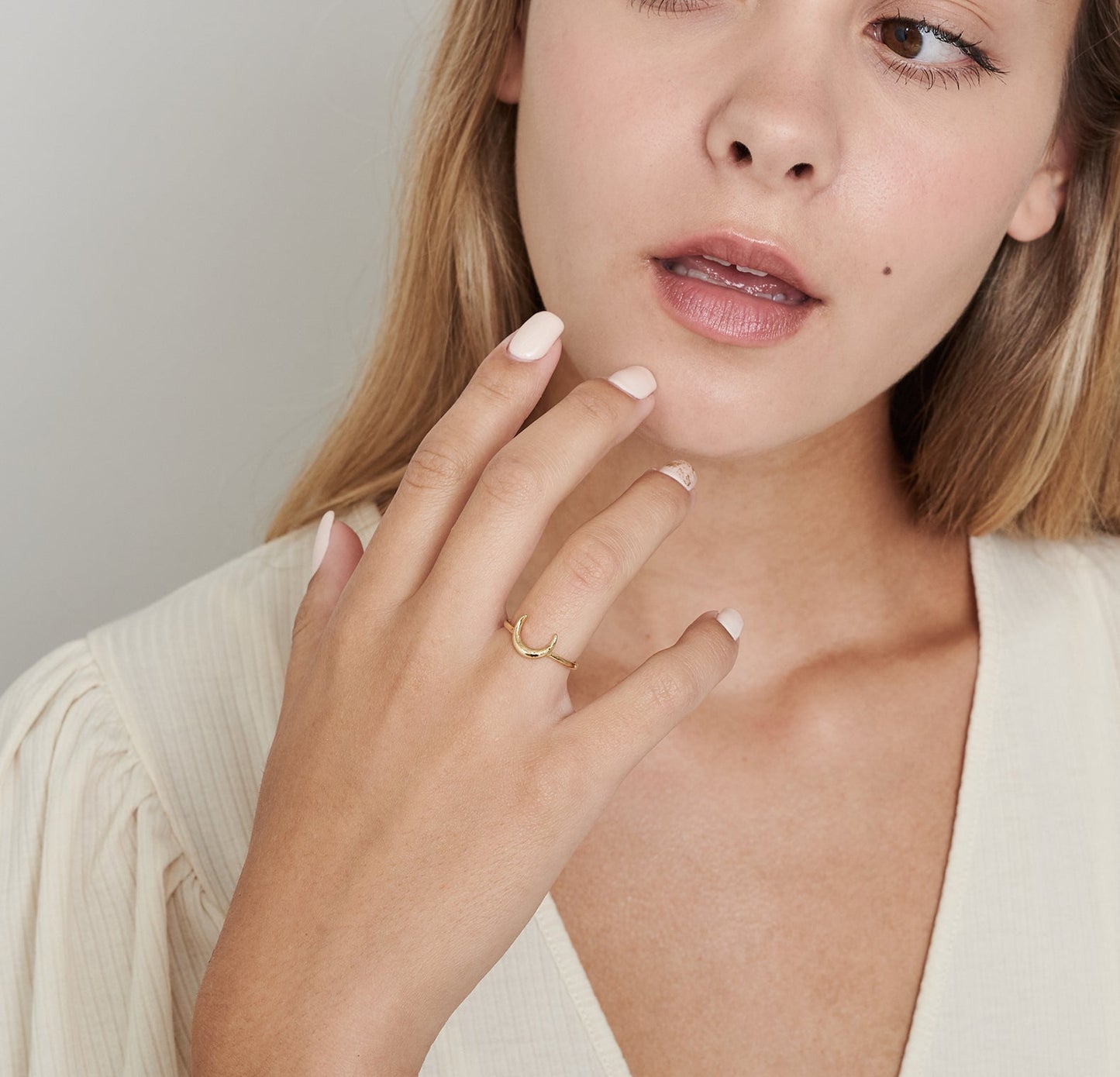 14k Gold Filled Moon Ring - HLcollection - Handmade Gold and Silver Jewelry