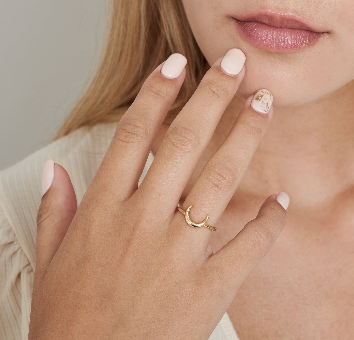 14k Gold Filled Moon Ring - HLcollection - Handmade Gold and Silver Jewelry