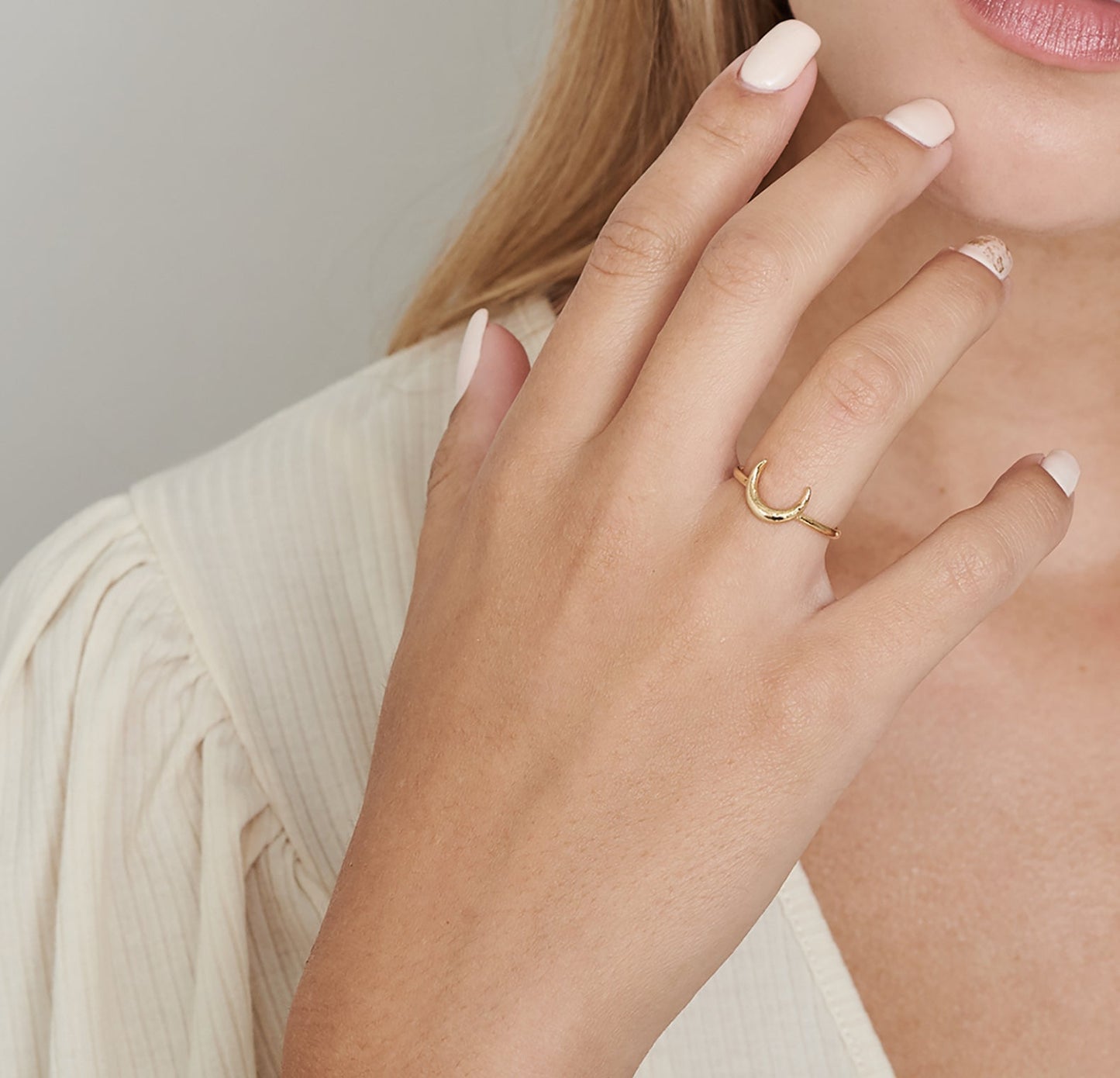 14k Gold Filled Moon Ring - HLcollection - Handmade Gold and Silver Jewelry