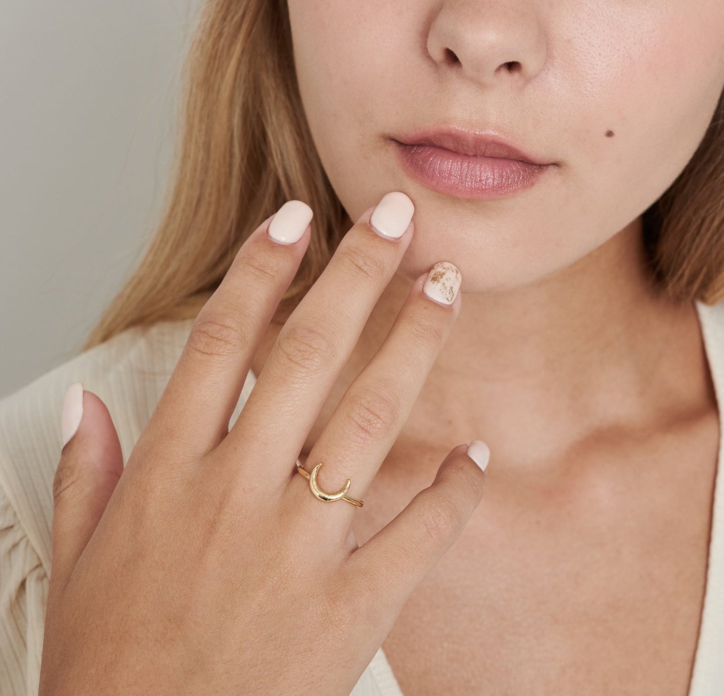 14k Gold Filled Moon Ring - HLcollection - Handmade Gold and Silver Jewelry