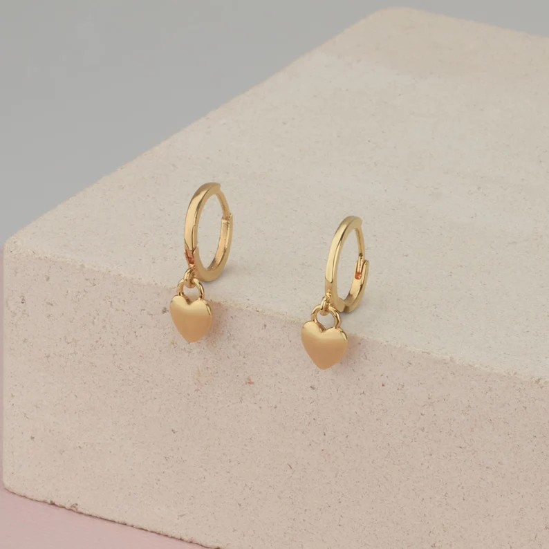 Heart Charm Hoops