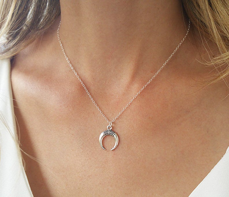 Boho Horn Necklace in Gold Filled or Silver - HLcollection - Handmade Gold and Silver Jewelry