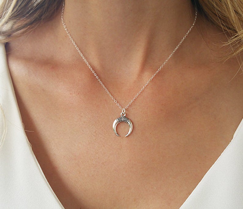 Boho Horn Necklace in Gold Filled or Silver - HLcollection - Handmade Gold and Silver Jewelry