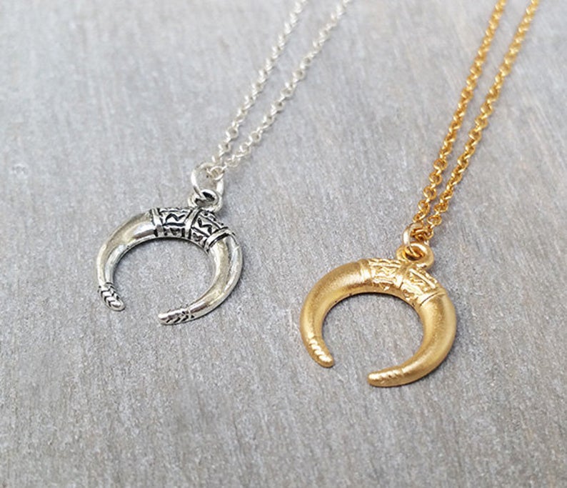 Boho Horn Necklace in Gold Filled or Silver - HLcollection - Handmade Gold and Silver Jewelry