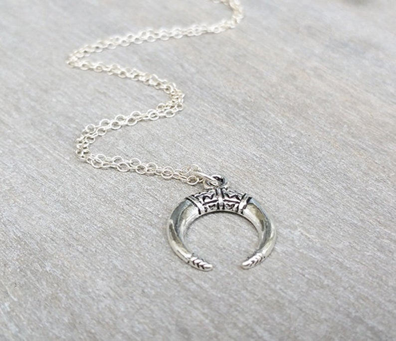 Boho Horn Necklace in Gold Filled or Silver - HLcollection - Handmade Gold and Silver Jewelry