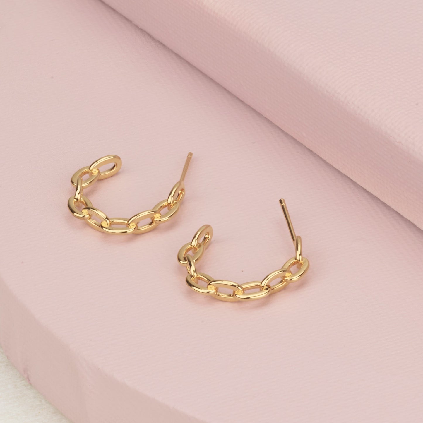 Chain Hoop Earrings - HLcollection - Handmade Gold and Silver Jewelry