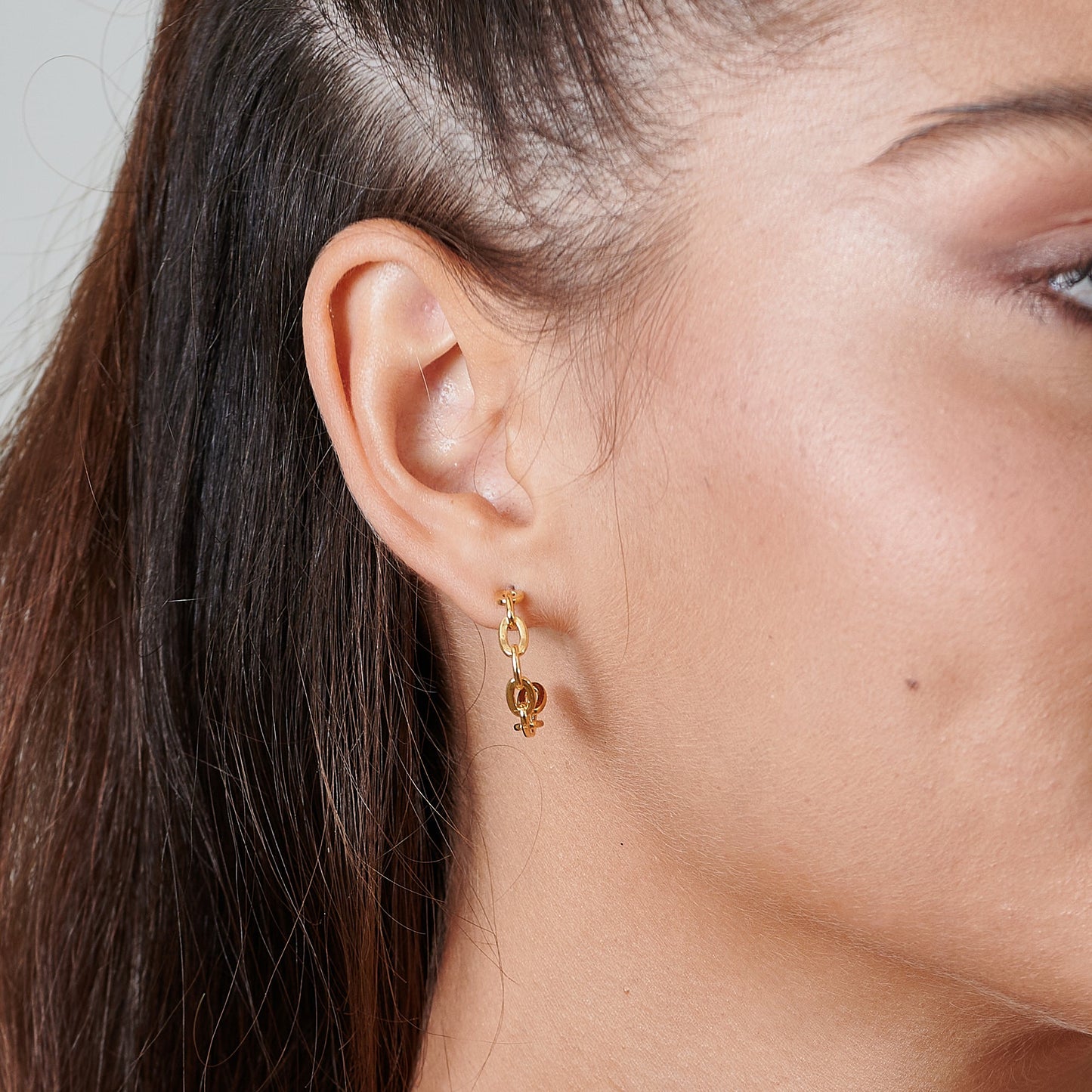 Chain Hoop Earrings - HLcollection - Handmade Gold and Silver Jewelry