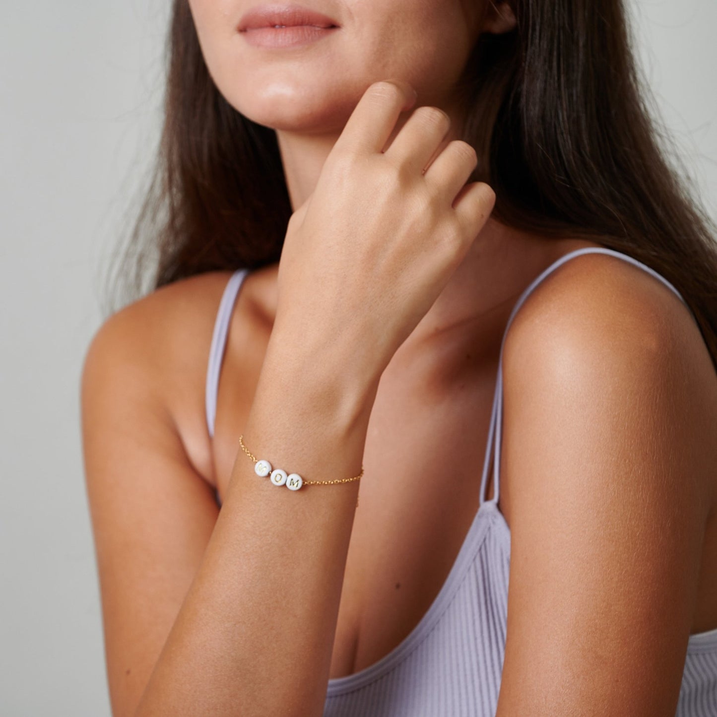 Custom Letter Beads Gold Bracelet - HLcollection - Handmade Gold and Silver Jewelry