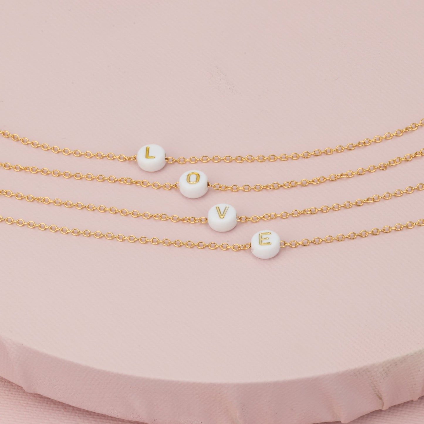 Custom Letter Beads Gold Bracelet - HLcollection - Handmade Gold and Silver Jewelry