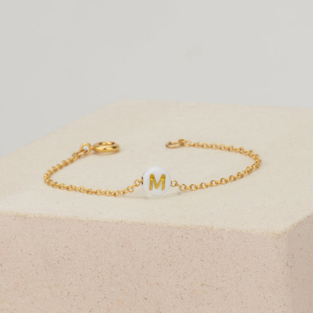 Custom Letter Beads Gold Bracelet - HLcollection - Handmade Gold and Silver Jewelry