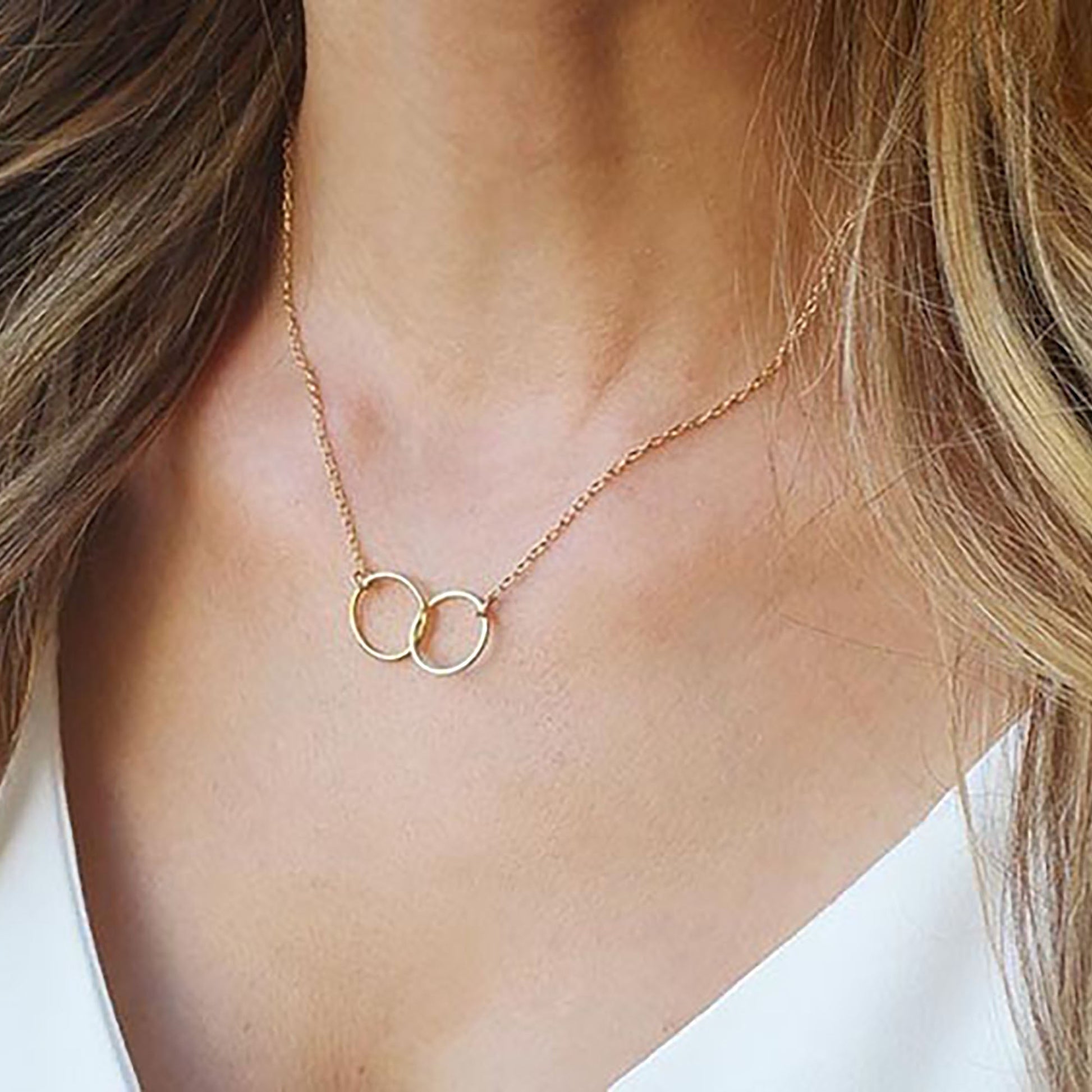 Double Circle Gold Necklace - HLcollection - Handmade Gold and Silver Jewelry