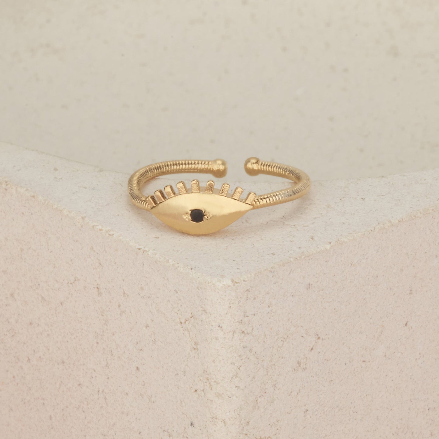 Evil Eye Adjustable Gold Ring - HLcollection - Handmade Gold and Silver Jewelry