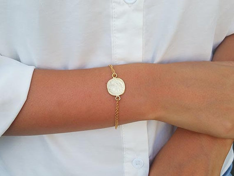 Gold Coin Bracelet - HLcollection - Handmade Gold and Silver Jewelry