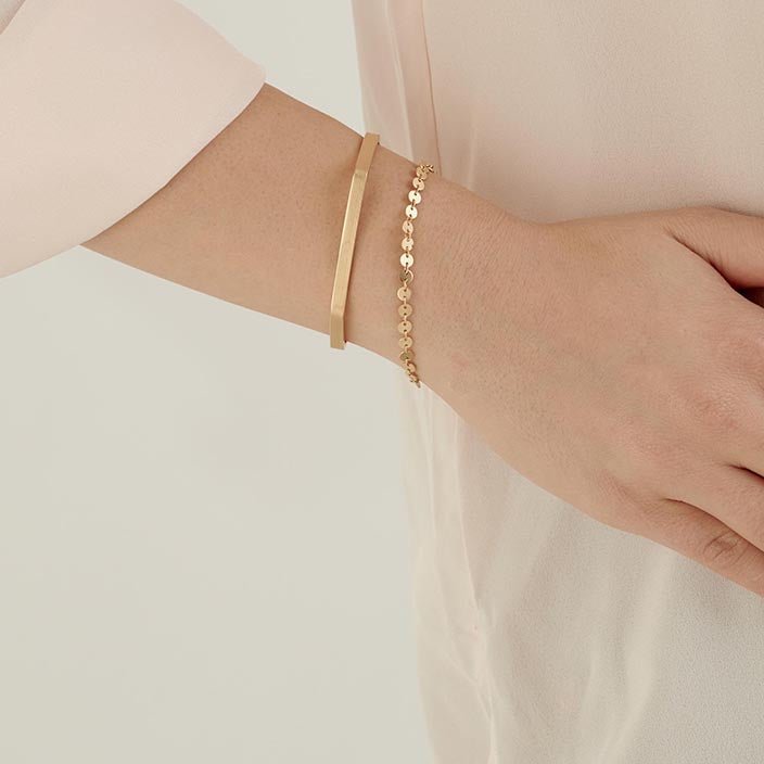 Gold Cuff Bracelets Set - HLcollection - Handmade Gold and Silver Jewelry