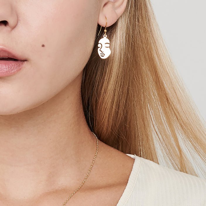 Gold Face Earrings - HLcollection - Handmade Gold and Silver Jewelry