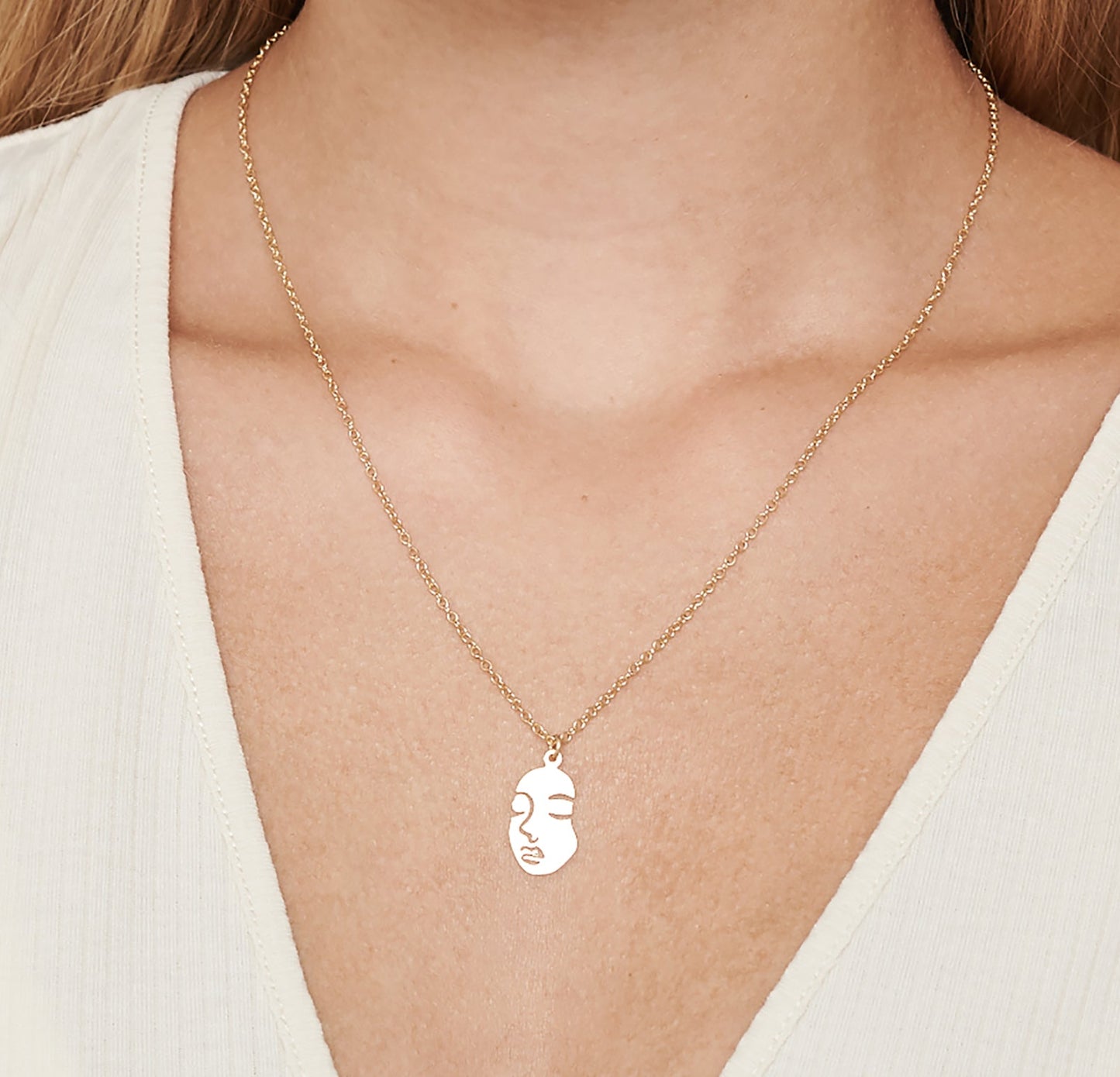 Gold Face Necklace - HLcollection - Handmade Gold and Silver Jewelry