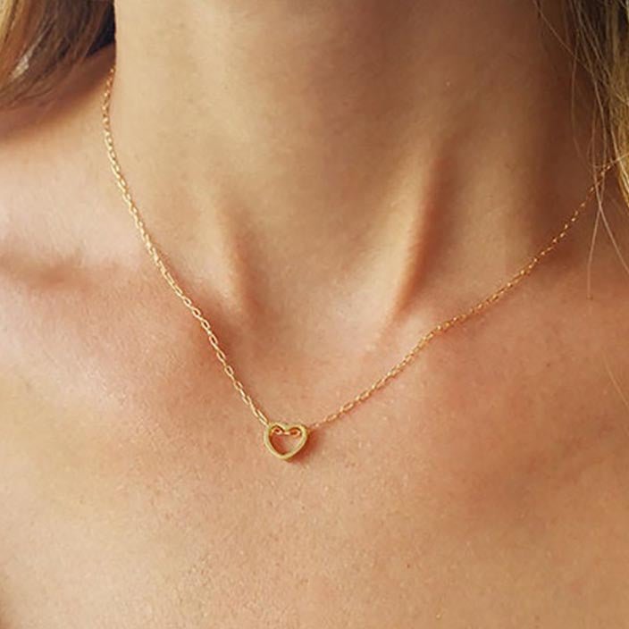 Gold Heart Necklace - HLcollection - Handmade Gold and Silver Jewelry