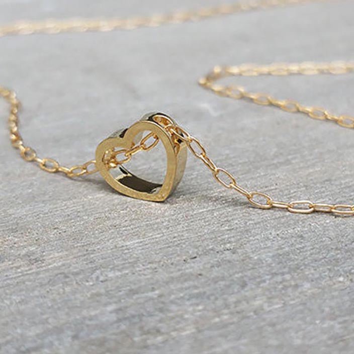 Gold Heart Necklace - HLcollection - Handmade Gold and Silver Jewelry