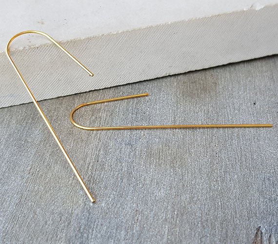 Gold Long Arc Earrings - HLcollection - Handmade Gold and Silver Jewelry