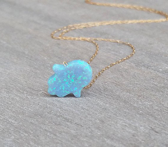 Gold Opal Hamsa Necklace - HLcollection - Handmade Gold and Silver Jewelry