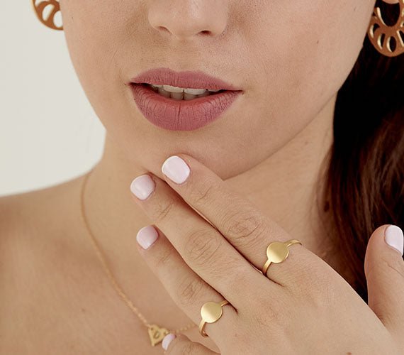 Gold Pinky Ring Round - HLcollection - Handmade Gold and Silver Jewelry