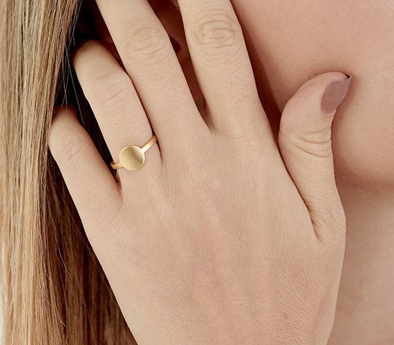 Gold Pinky Ring Round - HLcollection - Handmade Gold and Silver Jewelry
