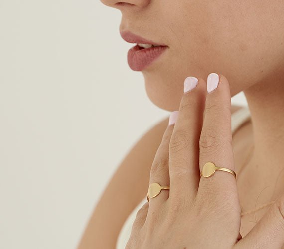 Gold Pinky Ring Round - HLcollection - Handmade Gold and Silver Jewelry