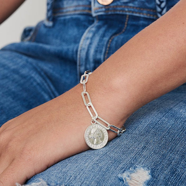 Sterling Silver Coin Bracelet - HLcollection - Handmade Gold and Silver Jewelry