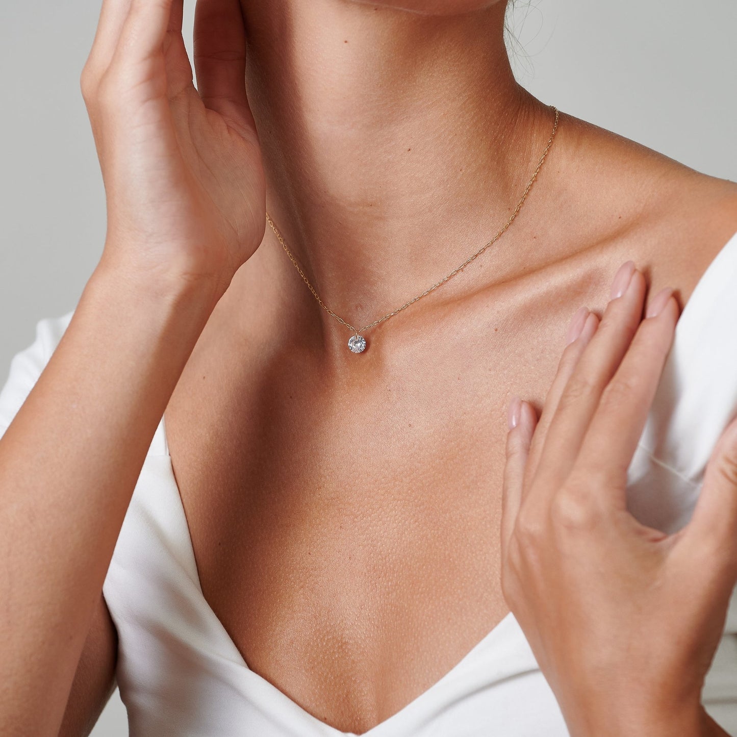 Tiny Diamond Gold Necklace - HLcollection - Handmade Gold and Silver Jewelry