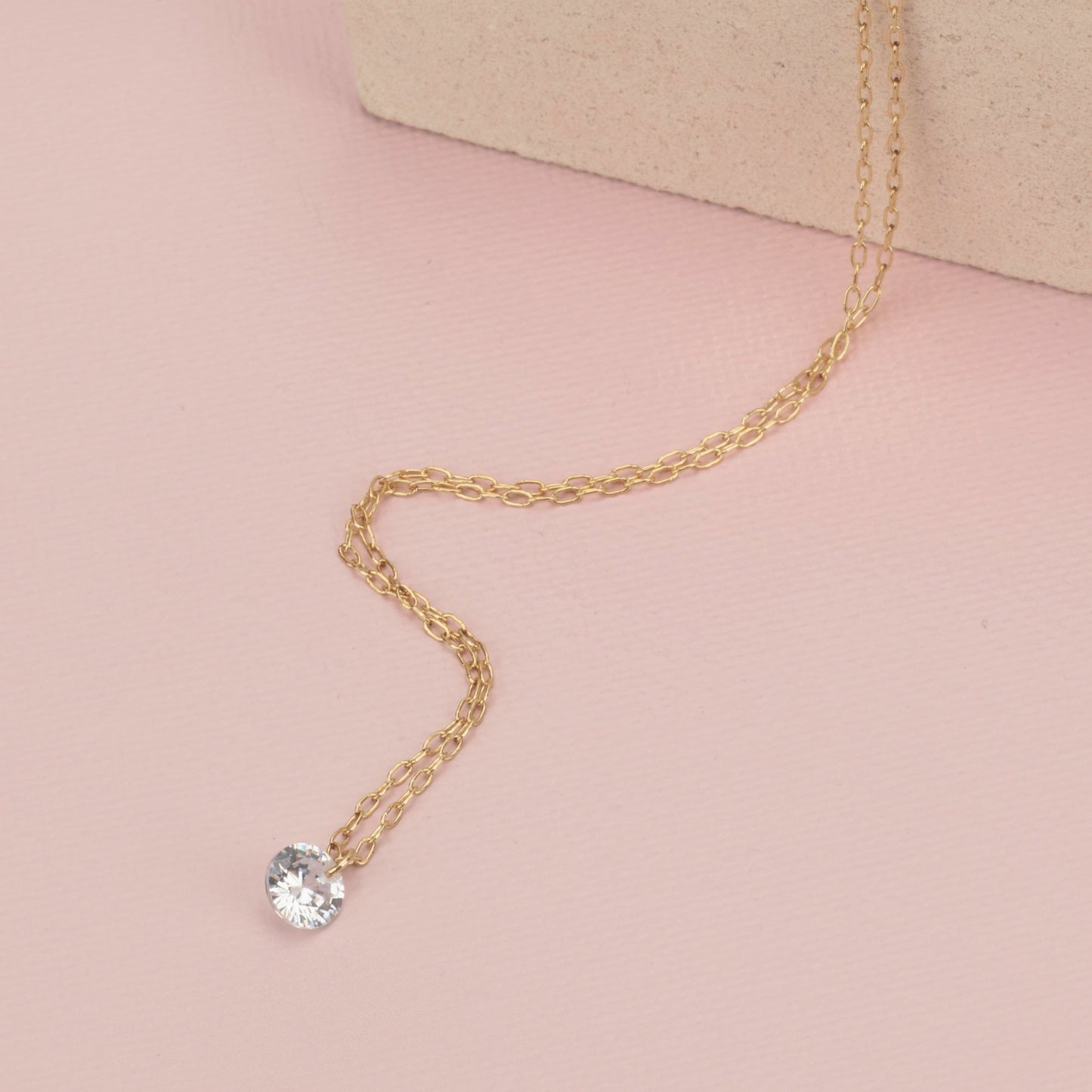 Tiny Diamond Gold Necklace - HLcollection - Handmade Gold and Silver Jewelry