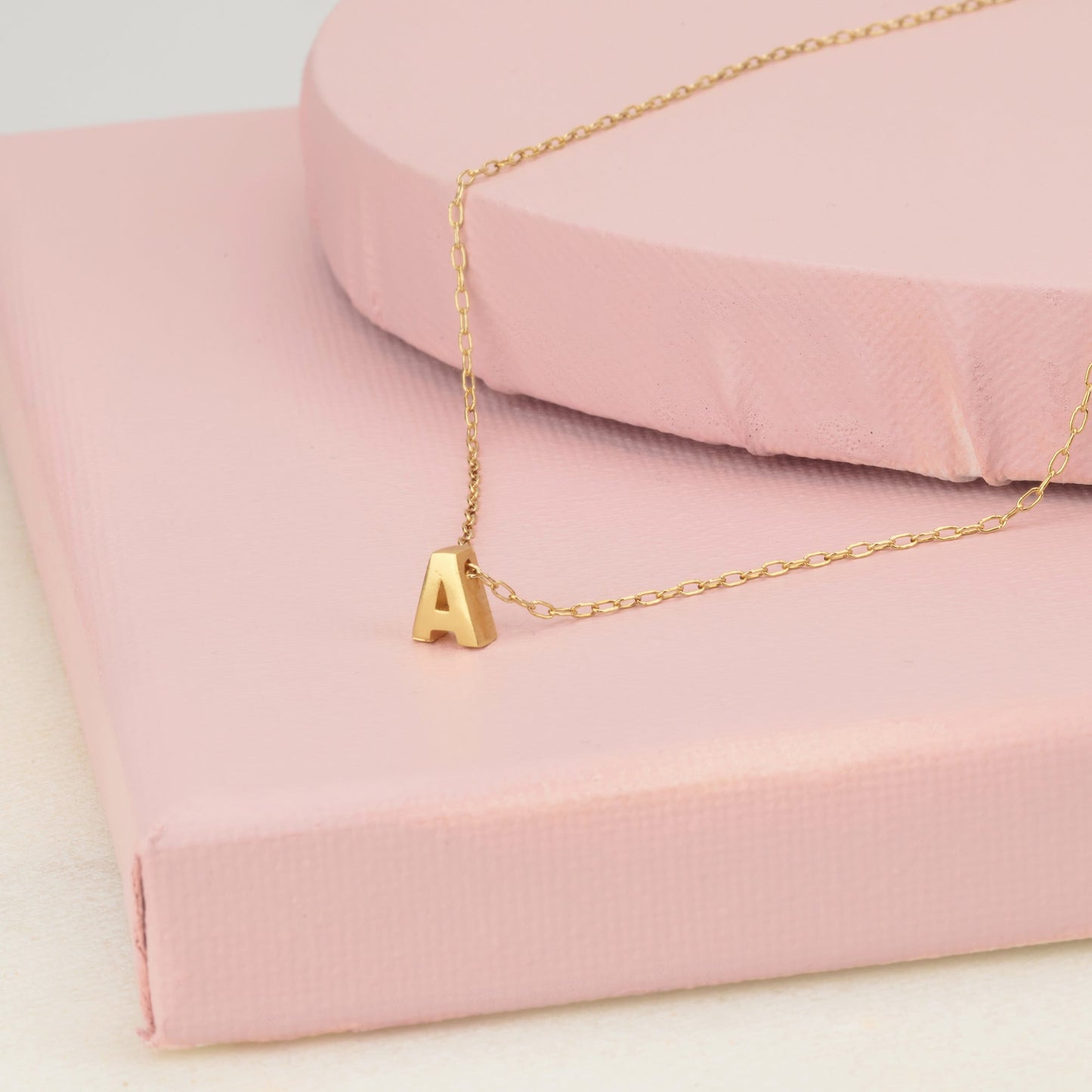 Tiny Gold Initial Necklace - HLcollection - Handmade Gold and Silver Jewelry