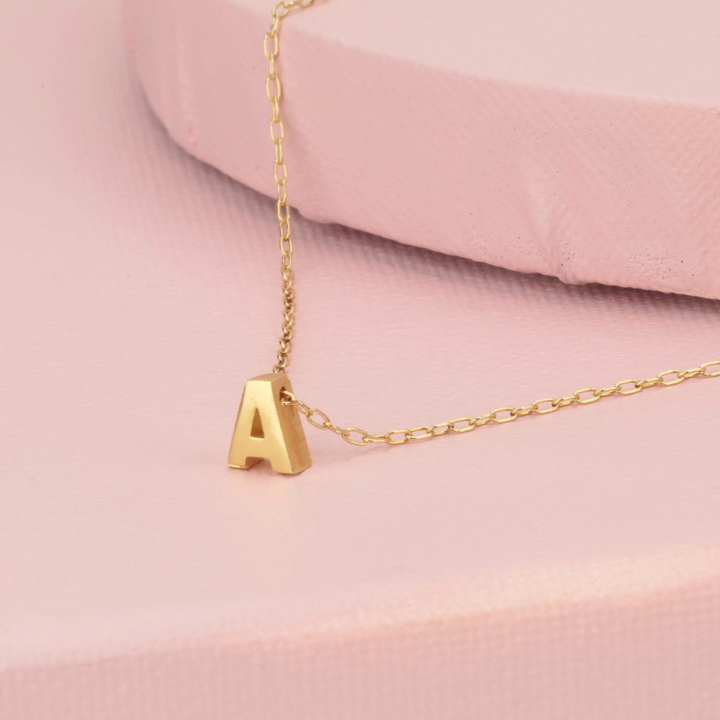 Tiny Gold Initial Necklace - HLcollection - Handmade Gold and Silver Jewelry