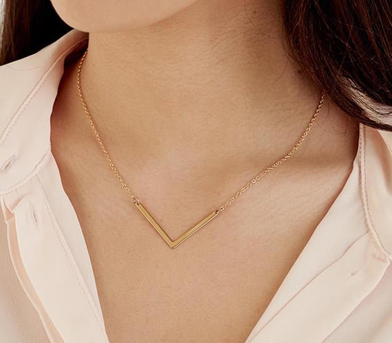 V Necklace in 14K Gold Filled or Sterling Silver - HLcollection - Handmade Gold and Silver Jewelry