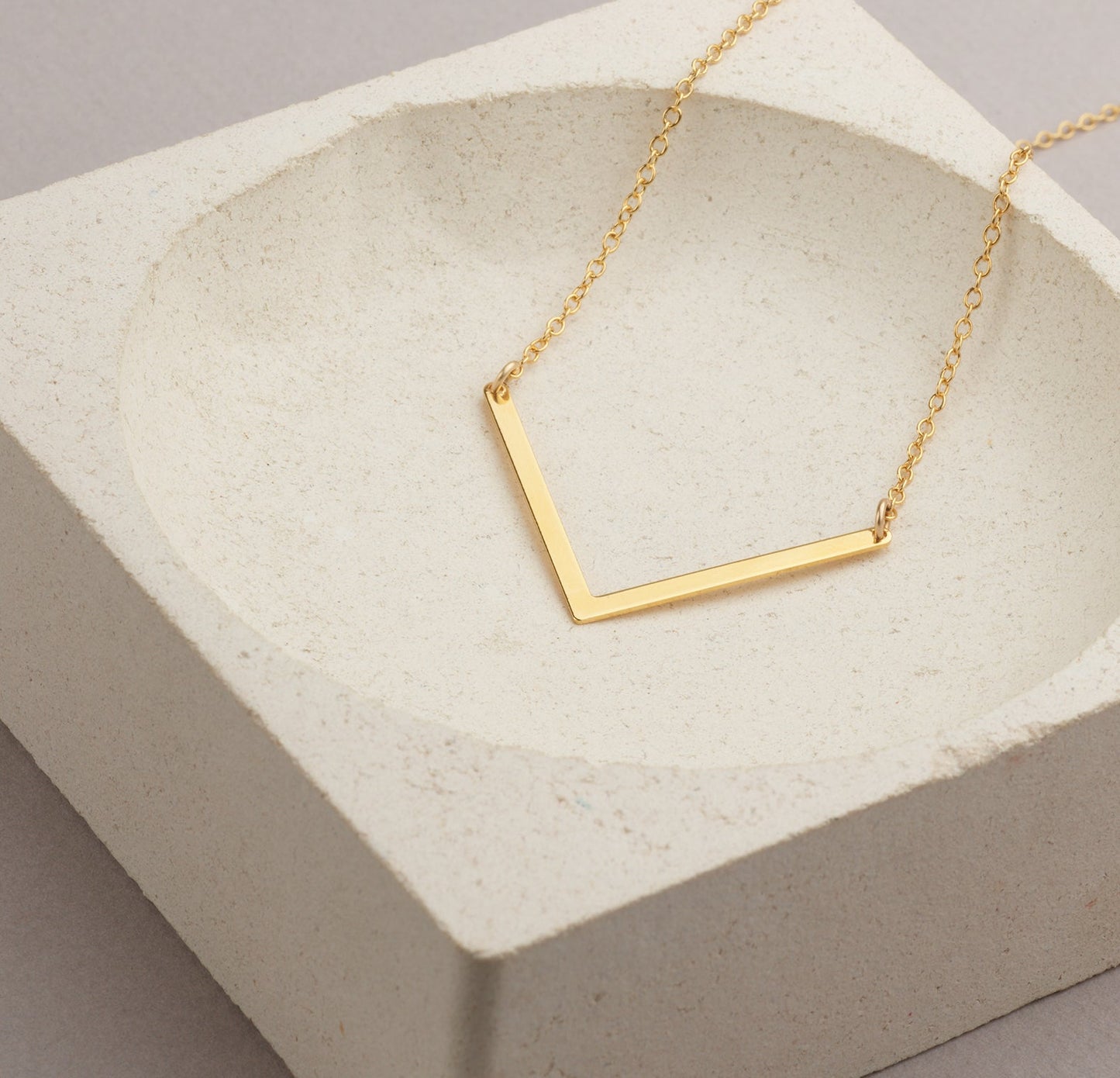 V Necklace in 14K Gold Filled or Sterling Silver - HLcollection - Handmade Gold and Silver Jewelry