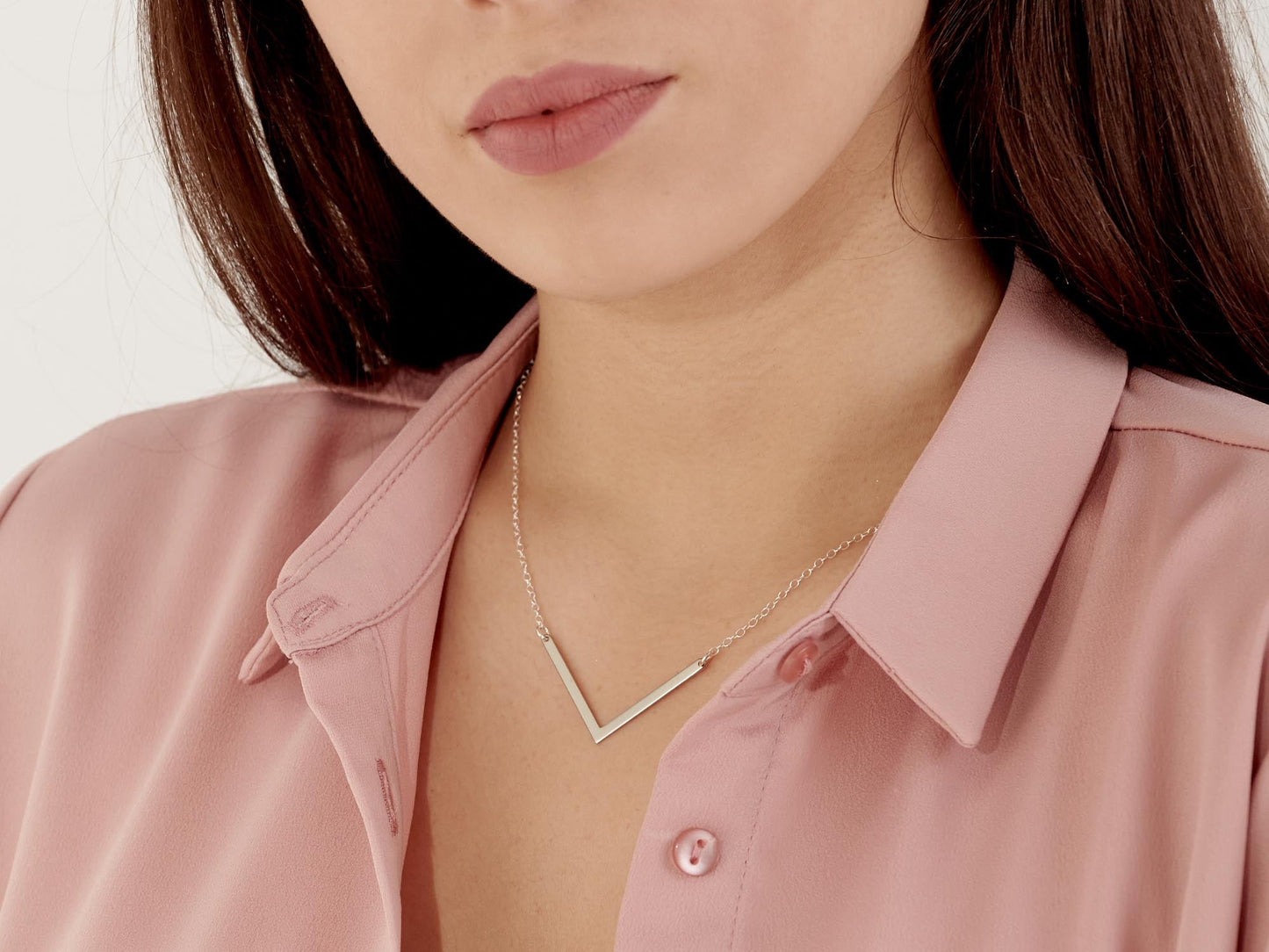 V Necklace in 14K Gold Filled or Sterling Silver - HLcollection - Handmade Gold and Silver Jewelry