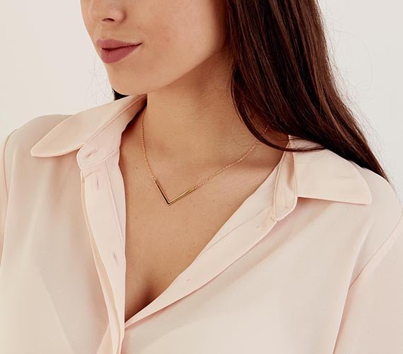 V Necklace in 14K Gold Filled or Sterling Silver - HLcollection - Handmade Gold and Silver Jewelry
