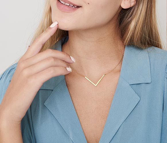 V Necklace in 14K Gold Filled or Sterling Silver - HLcollection - Handmade Gold and Silver Jewelry
