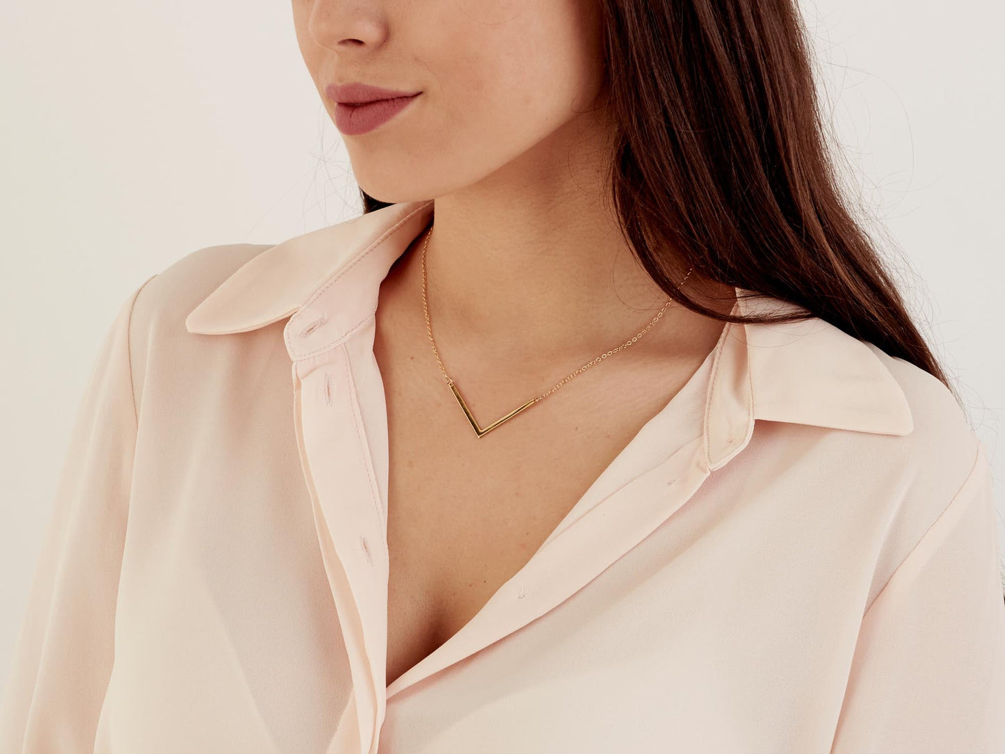 V Necklace in 14K Gold Filled or Sterling Silver - HLcollection - Handmade Gold and Silver Jewelry