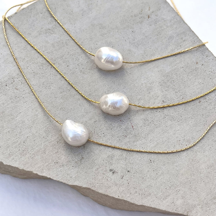 One Pearl Necklace on Gold Filled Chain