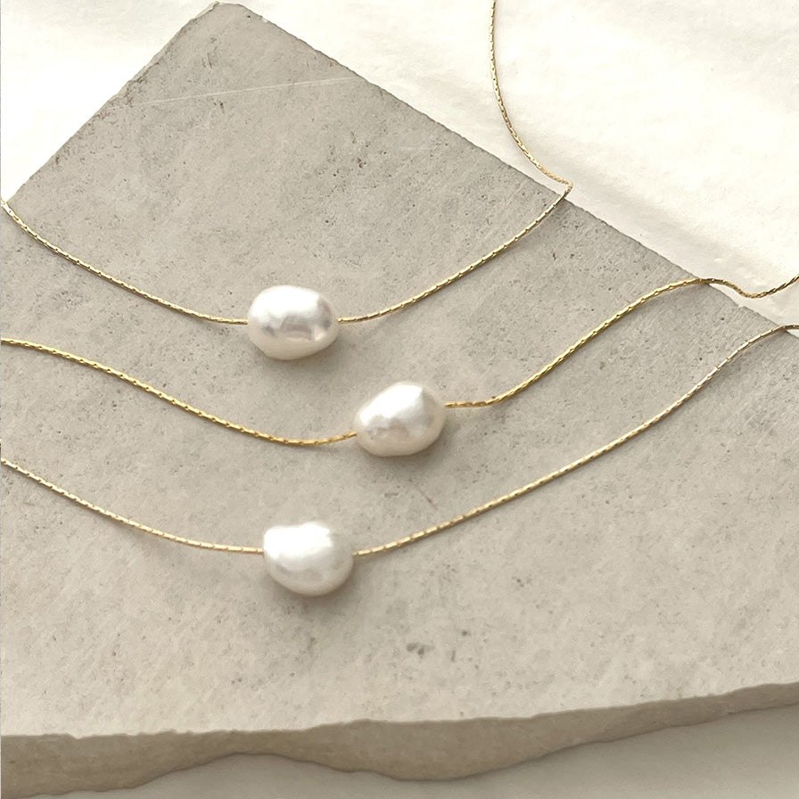 One Pearl Necklace on Gold Filled Chain